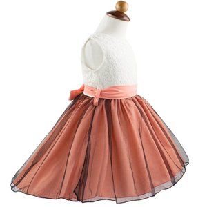 White & Pink Lace A-Line Tulle Little Girl Dress